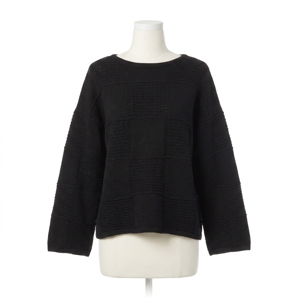 NEW COCO + CARMEN kalani long sleeve crew neck sweater in black